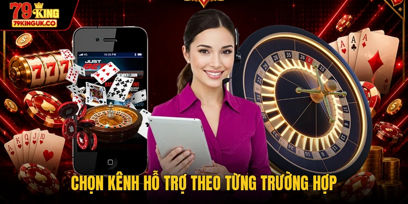 Chọn kênh hỗ trợ theo từng trường hợp