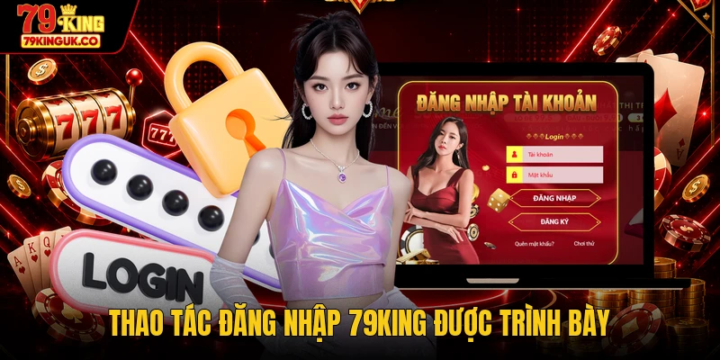 Thao tác đăng nhập 79KING được trình bày